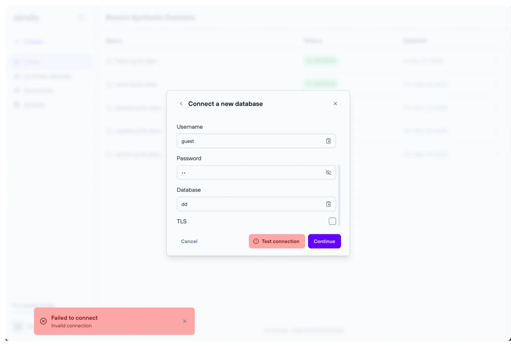 database settings source test