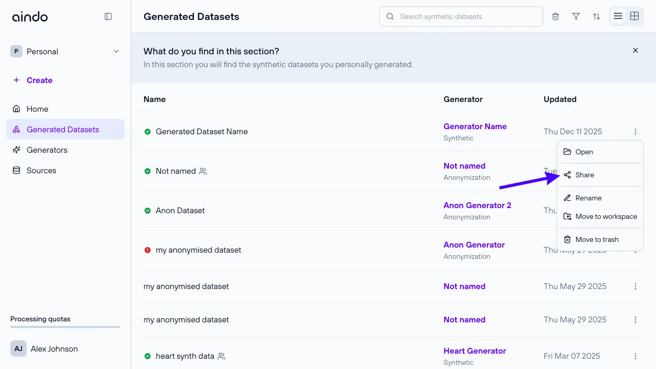Share generated dataset 1