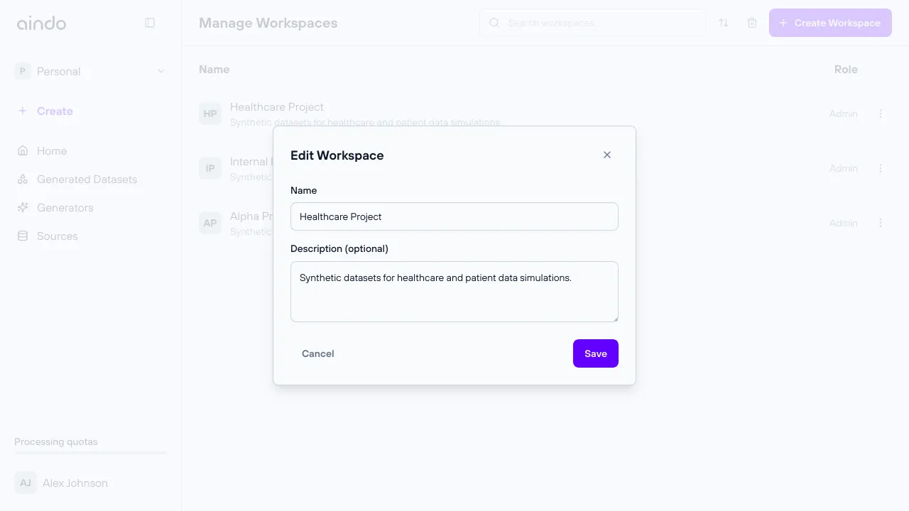 Rename workspace dialog